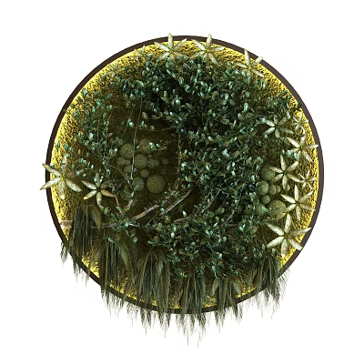 Round Shaped Living Plant Wall With Various Green Plants Decorative Leaves And Hanging Foliage 3d model
