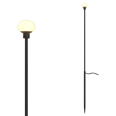 Modern Floor Lamp With Round White Shade And Black Metal Stand Design 3d model