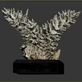 Artistic Silver Eagle Sculpture With Intricate Feather Details On Black Base 3d model