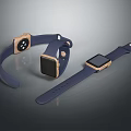 Electronic Smartwatch Collection With Blue Straps Golden Cases And Different Designs