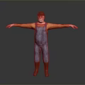 Man With Brown Hat White Beard In Orange Long Sleeve Shirt And Blue Overalls Standing With Arms Outstretched