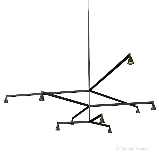 Modern Black Frame Multi Branch Pendant Light With Geometric Design Ceiling Lighting 3d model