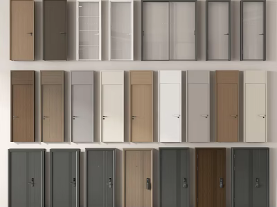 Stylish Hinged Doors With Various Colors Materials And Designs For Home Interior Design 3d model