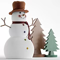 Snowman With Brown Hat Red Scarf Stick Arms And White Body Design