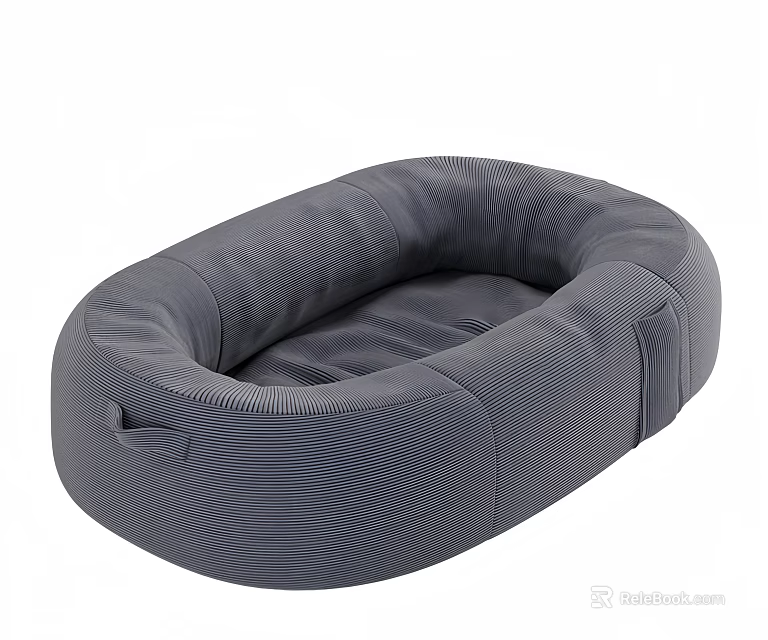 Comfortable Gray Single Seater Sofa With Wavy Texture And Oval Soft Design 3d model