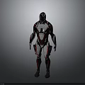 Futuristic Armored Robot Design With Silver Red Exoskeleton And Sleek Mechanical Body