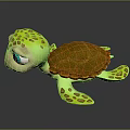 Cute Cartoon Turtle Toy With Green Body Brown Shell And Blue Eyes