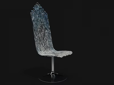 Elegant Artistic Modern Single Chair With Transparent Sculptural Backrest Design 3d model
