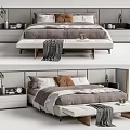 Modern Double Bed Large Backrest Double Bed 3d model