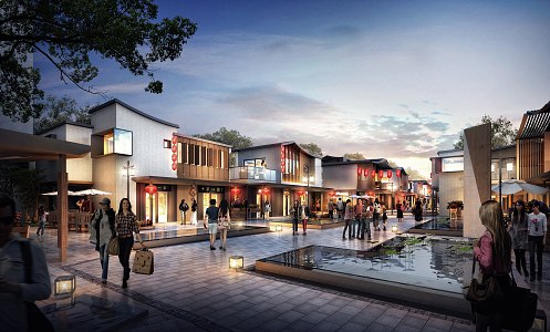 Xitang New Chinese Style Commercial Street Building 3d model