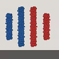 Red and Blue Stacked Cube Wall Decor Pieces on White Wall Surface 3d model