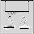 Modern Chandeliers With Wave Shaped Design And Round Metal Frames 3d model