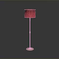 Stylish Red Lampshade Floor Lamp With Golden Pole And Transparent Base