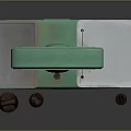 Vintage Green Platform Scale With Metal Weights On Dark Surface