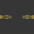Two Golden Sparkling Curved Door Arches With Symmetrical Reflective Base Design