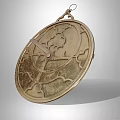 Vintage Metal Circular Jewelry Pendant With Intricate Floral Patterns And Hook Design