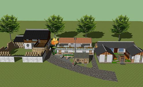 New Chinese Style House Beautiful Countryside New Countryside New Homestay Cave Inn Farmhouse Folk House 3d model