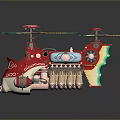 Colorful Red Green Toy Helicopter With Decorative Propellers And Intricate Design