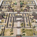 Ancient Architecture With Multi Story Pagoda Traditional Green Roof Surrounding Buildings And Mountain Backdrop