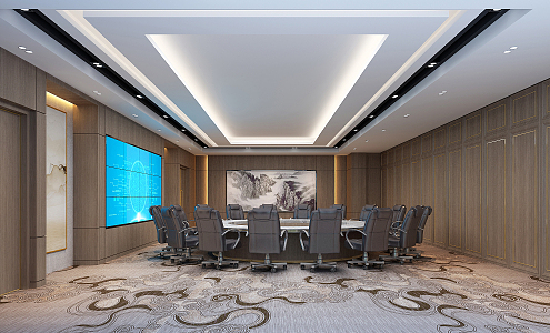 Modern Conference Room Company Office Large Conference Room Negotiation Room 3d model