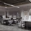 Modern Public Office Space Interior With Ergonomic Chairs Desks And Computers 3d model