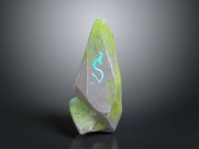 Natural Green Gray Decorative Stone With Irregular Shape And Blue Curved Pattern 3d model