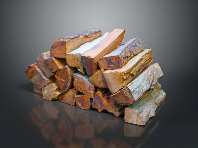 Natural Colored Stacked Firewood Logs Household Supplies For Home Heating Decor 3d model