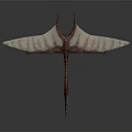 Red and White Flying Pterosaur Model with Extended Wings on Grey Background