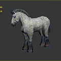 Realistic White Horse Model with Dark Mane Dark Hooves and Reflective Gray Background