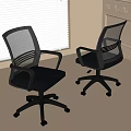 Modern Black Office Chairs With Mesh Back Armrests And Swivel Wheels