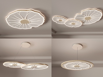 Modern lamp combination lotus leaf lamp art lamp ceiling lamp literature study lamp simple ceiling lamp combination 3d model