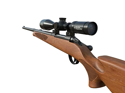 Wooden Stock Hunting Rifle Equipped With High Precision Scope For Long Range Shooting 3d model