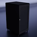 Sturdy Black Mesh Door Equipment Cabinet With Lock And Rolling Wheels