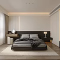 Modern Bedroom Interior Design With Black Headboard Grey Bedding And Window Curtains