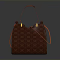 Stylish Brown Handbag With Geometric Pattern And Orange Handles For Daily Essentials 3d model
