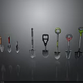 Assorted Hardware Tools Collection With Different Shovels And Colorful Handles 3d model