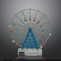 Ferris Wheel Architecture With Lattice Wheel Blue Support And Colorful Illuminated Cabins