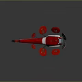 Modern Red and White Helicopter with Unique Rotor and Stylish Body Design