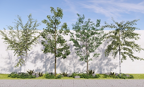 Landscape Plants Arbor Trees Street Trees Green Planting Green Belt Flowers and Plants Pile Grass Pile Stone 3d model