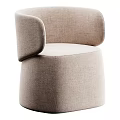 Modern Beige Accent Chair With Curved Armrests And Upholstered Fabric For Contemporary Living Space