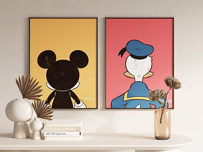 Cartoon Animal Wall Paintings Of Mickey Mouse And Donald Duck 3d model