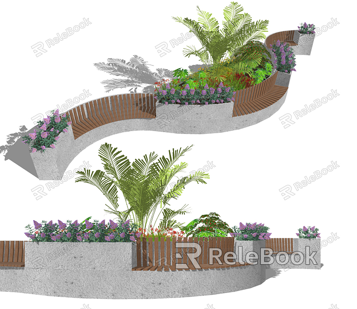 Modern Outdoor Chair Plant Tree Pool Seat model