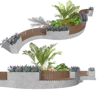 Modern Outdoor Chair Plant Tree Pool Seat 3d model