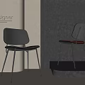 Modern Minimalist Gray And Pink Leisure Chairs With Black Metal Legs