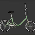 Green Bicycle With Black Seat Silver Handlebars And White Spoke Wheels On Gray Reflective Surface