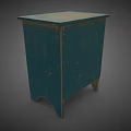 Vintage Blue Cabinet With Single Door And Metal Hinges On Legs