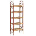 Modern Five Tier Storage Shelf With Metal Frame And Wooden Shelves For Home Organization