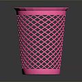 Stylish Pink Perforated Lattice Design Household Trash Can For Daily Use