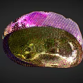 Iridescent Scaly Texture Shiny Metallic Hat With Colorful Reflective Surface Design