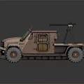 Post Apocalyptic Modified Truck With Rusty Exterior Mounted Gun And Front Guard